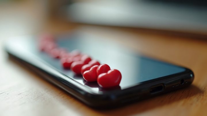 Smartphone screen showing an overflowing stack of heart-like icons beside a completely empty tray icon