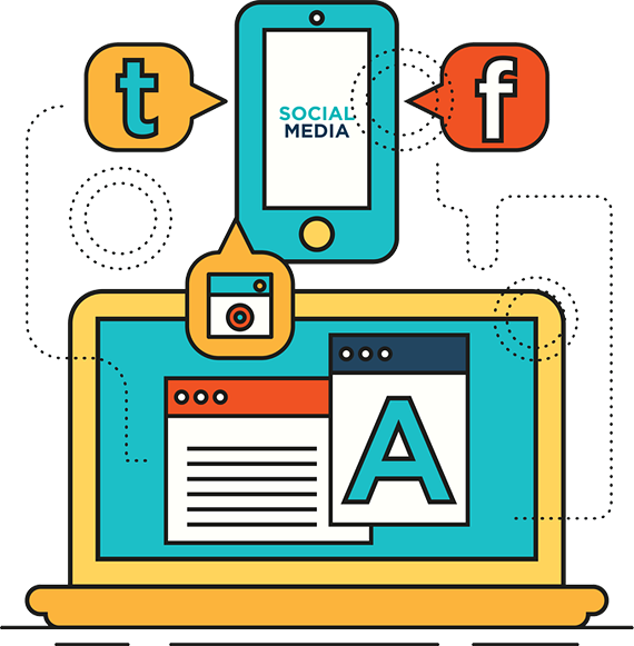 Social media optimization and audience engagement illustration
